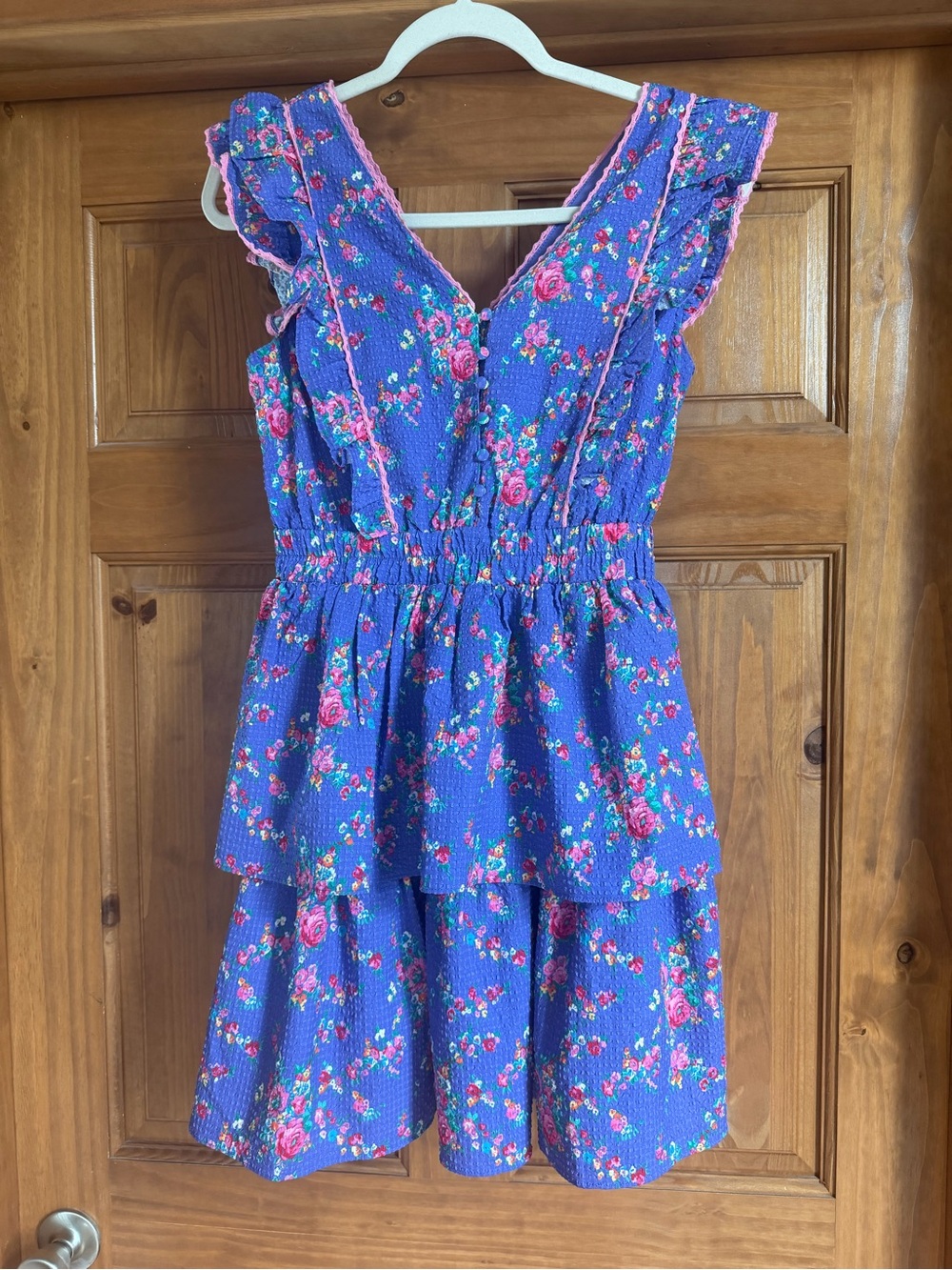 Betsey Johnson Purple Floral Tiered Ruffle Dress